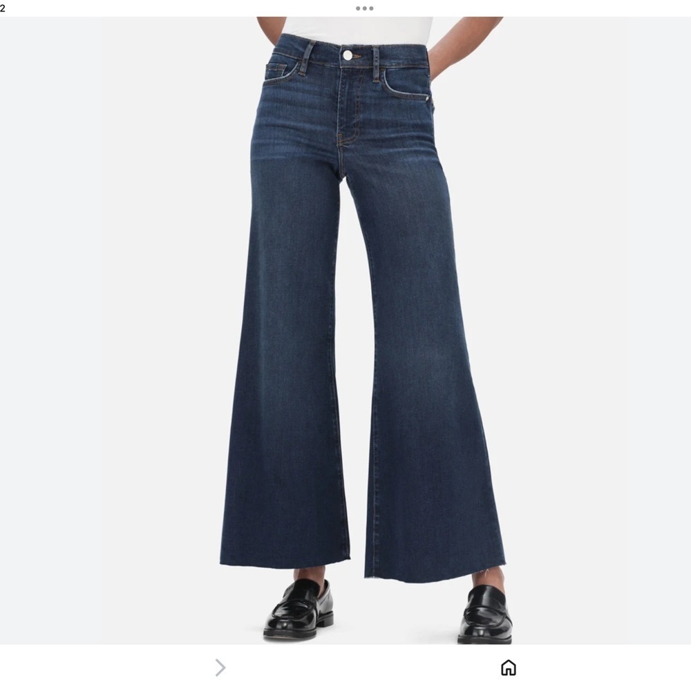 FRAME Le Palazzo Crop Wide Leg High Rise Women's Jeans Dark Wash frayed Size 27